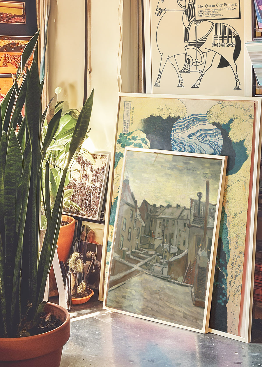 Vincent van Gogh Houses from the Back Poster Print - Wall Art Decor for Living Room, Bedroom & Office