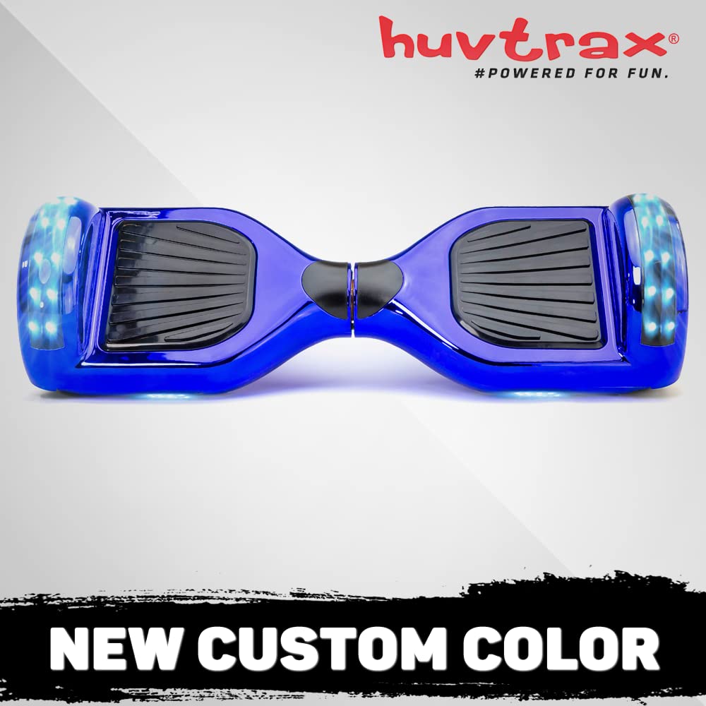 Blue Chrome Hoverboard - 2X Ride Time with Durable Aluminum Wheels | Latest Model for Kids & Adults up to 220lbs | Bluetooth, LED Lights & Carrying Case Included | Perfect for Commuting, Outdoor Fun & Gifts