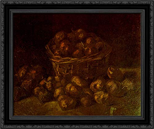 Vincent van Gogh Black Ornate Wood Framed Canvas Art - Basket of Potatoes 24x20 - Classic Wall Decor for Living Room, Bedroom & Office