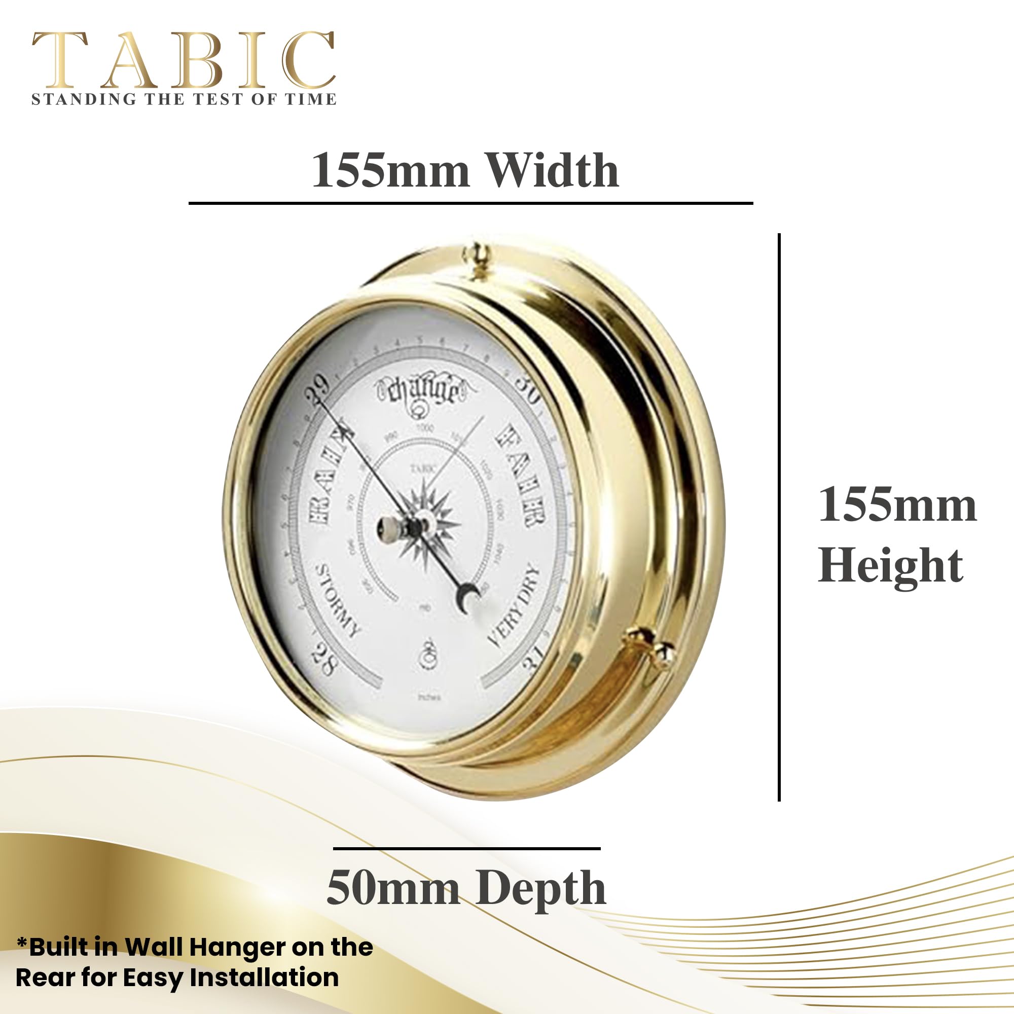 Handcrafted Traditional Brass Barometer with Lacquered Finish (1/2kg) - Premium Outdoor Weather Instrument for Yachts & Ships | Nautical Sailing Clock Gift | Made in England | Clear Glass Design - Perfect for Marine Enthusiasts, Home Decor & Unique Gifts
