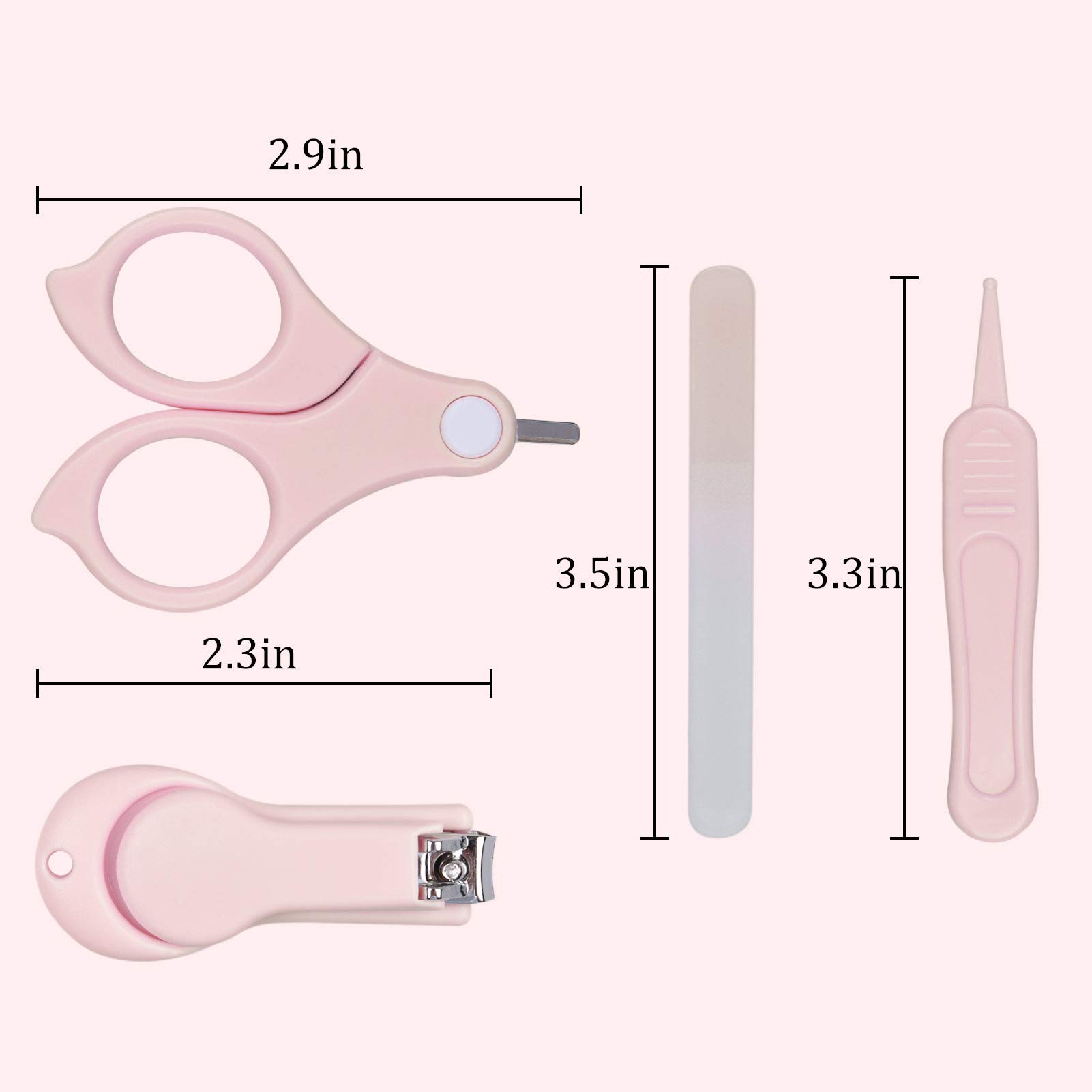 Baby Nail Care Kit with Owl Case - Clipper, Scissor & File for Newborns | Mother's Day Gift (Pink)