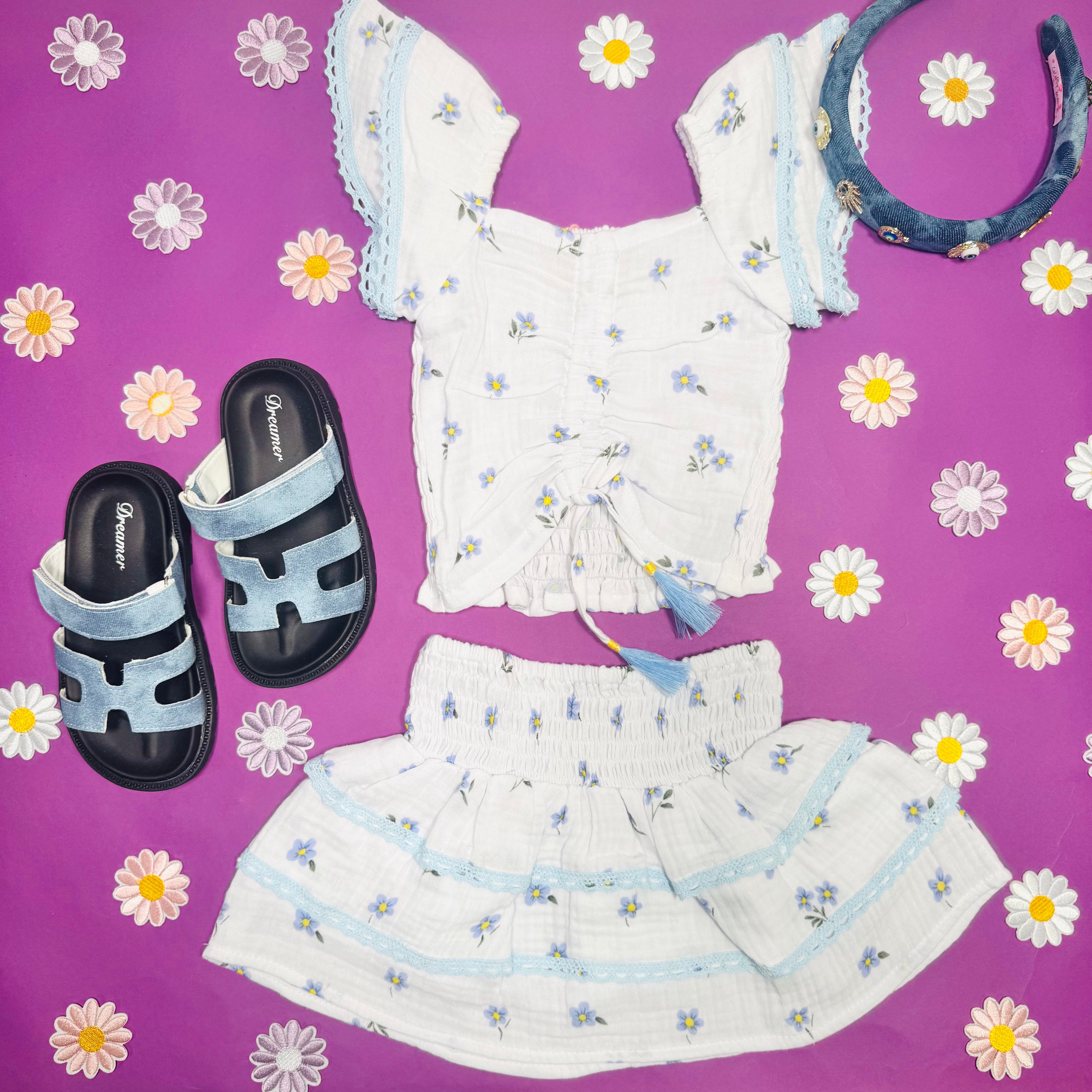 DAFFODIL Women's Floral Print Top & Ruffle Skirt Set - Summer Outfits, Beachwear, Casual Dresses for Vacation & Date Night