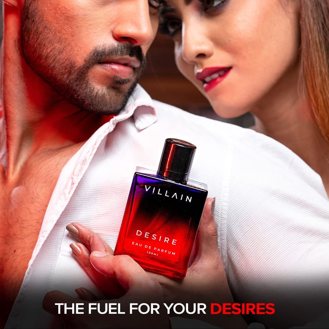 Vil'lain Desire Eau De Parfum for Men - Vanilla Amber Patchouli Scent | Long Lasting Premium Cologne | 100ml (3.38 Fl Oz) | Perfect for Date Night, Office & Special Occasions