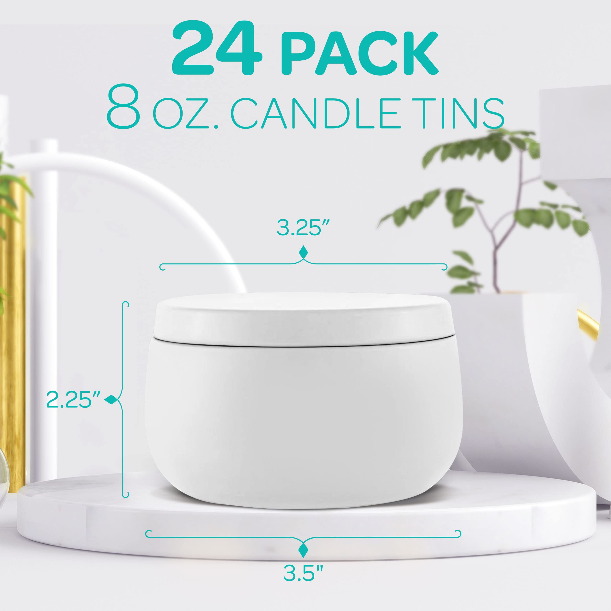 24 Pack 8 oz Empty Candle Jars with Lids - DIY Candle Making Tins by Hearts & Crafts - Perfect for Homemade Candles, Storage Containers & Home Decor - Ideal for Gifts, Weddings and Aromatherapy