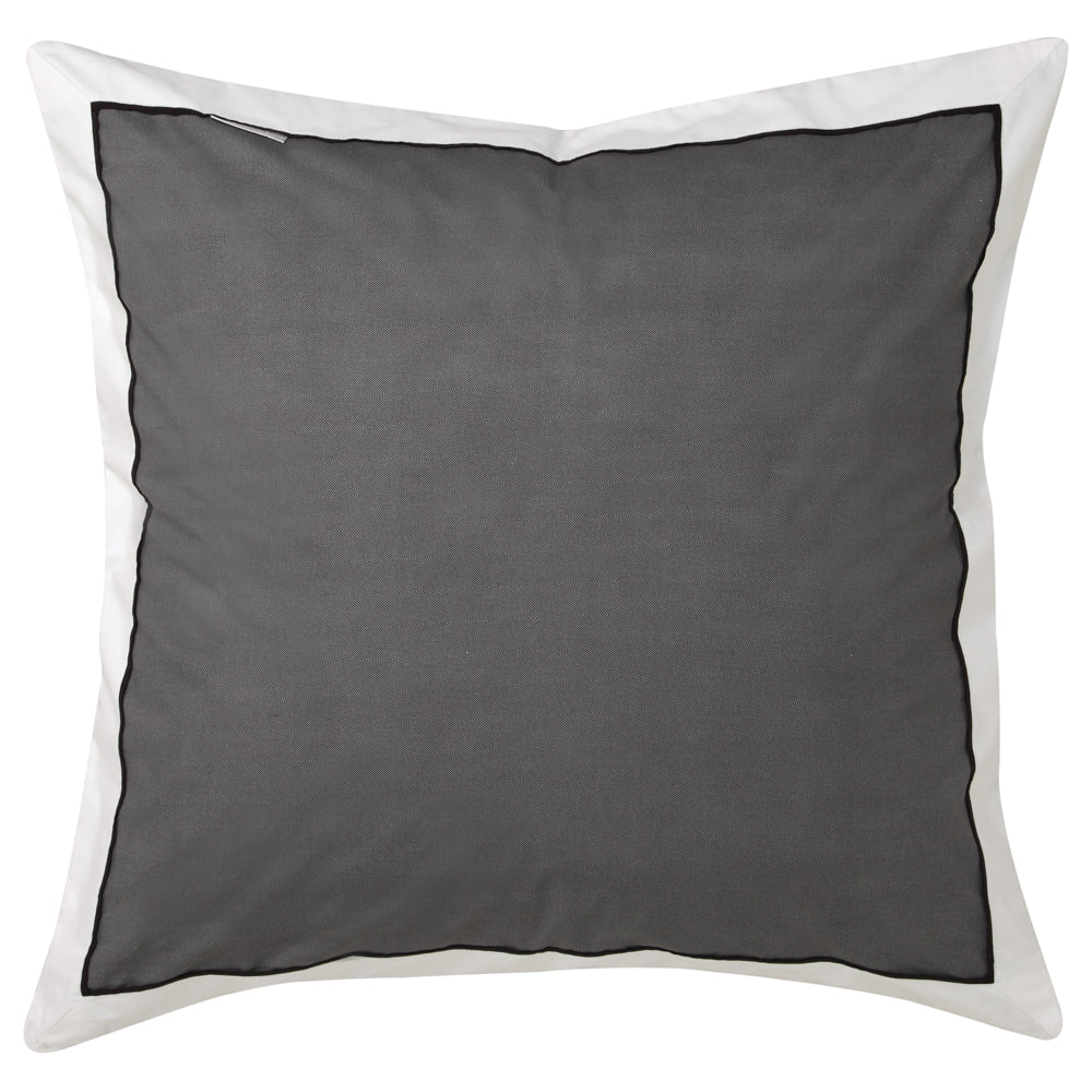 Premium Essex Charcoal European Pillowcase - 100% Cotton Luxury Bedding for Home & Hotel Use - Perfect for Master Bedrooms, Guest Rooms & Airbnb Stays