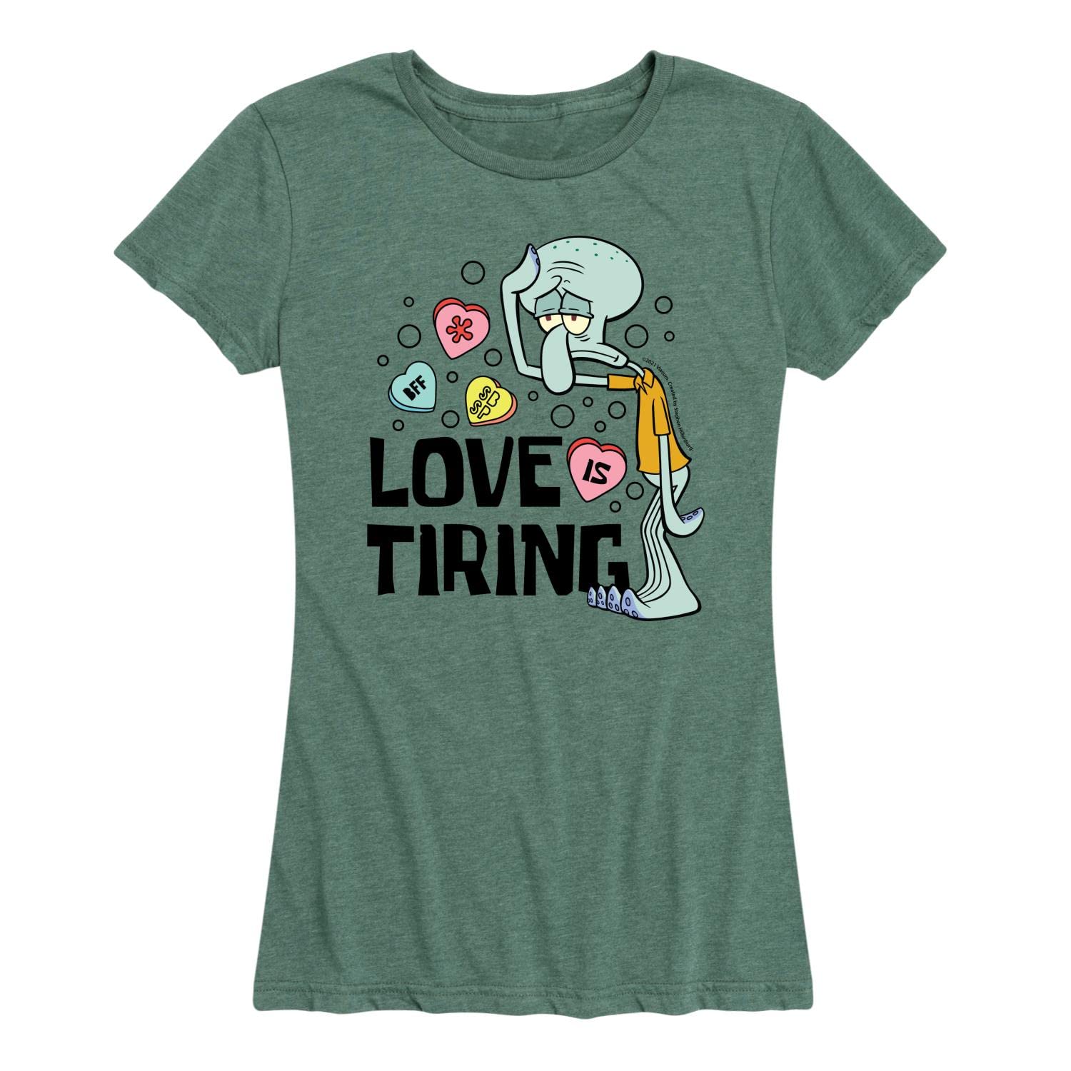 Spongebob Squarepants Valentine's Day Graphic T-Shirt for Women - Funny Cartoon Short Sleeve Tee - Perfect Gift for Fans, Couples & Friends - Great for Parties, Date Nights & Casual Wear