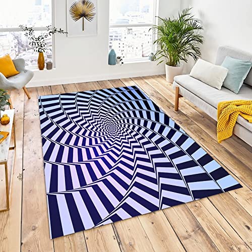 Black and White Psychedelic Vortex Area Rug - 5.9x9.2 ft (180x280 cm) Optical Illusion Decorative Rug for Living Room, Bedroom, Office - Indoor/Outdoor Use