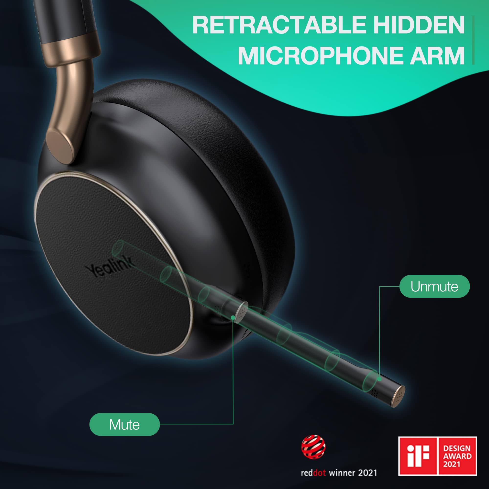 Yealink BH76 Wireless Bluetooth Headset with Active Noise Cancelling (ANC) - 35H Talk Time, 5X Microphone, Teams Certified for Office, Remote Work, Call Center & Home Business - Compatible with Computer & Mobile Devices via USB-A