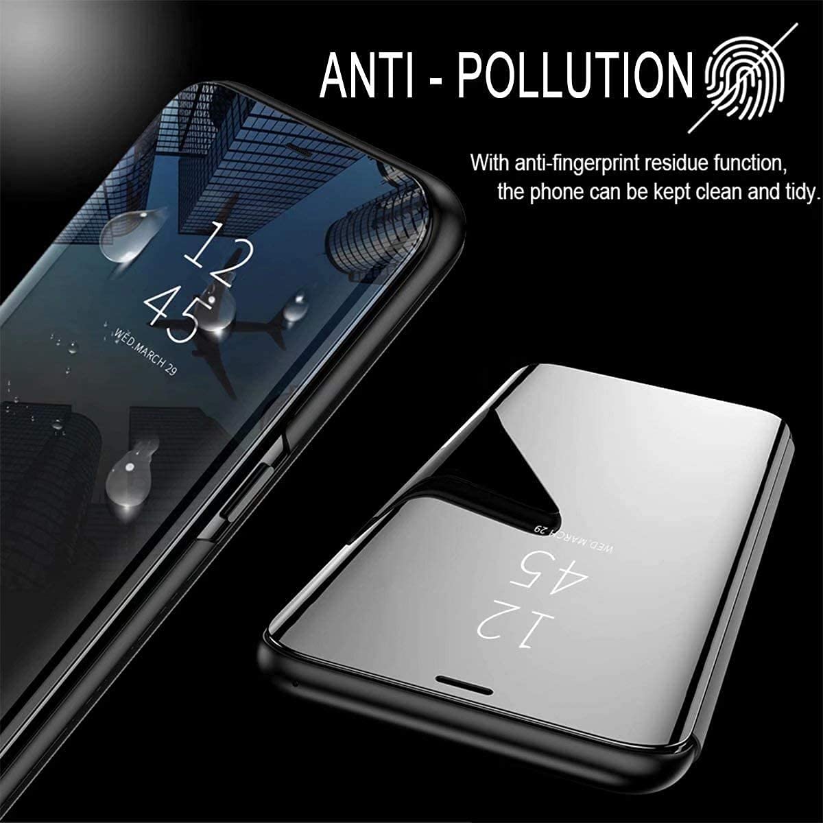 Luxury Samsung Galaxy S22 Mirror Phone Case - Ultra Thin Clear Flip Cover with Smart Display for Women & Girls (QH Silver) | Perfect for Makeup Touch-Ups & Selfies