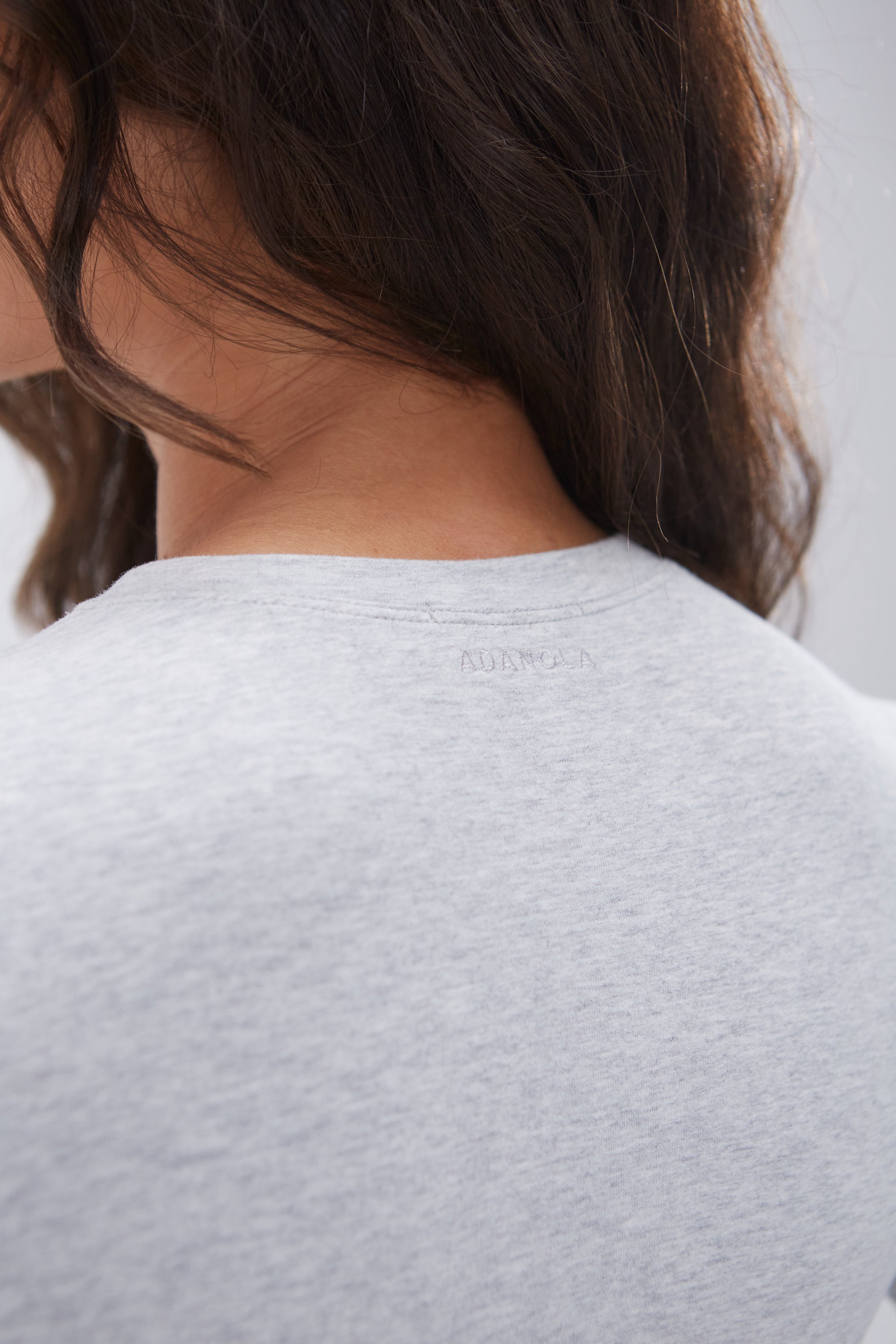 Premium Cotton Long Sleeve T-Shirt for Women - Soft Grey Melange Crewneck Top - Casual Wear, Layering & Everyday Comfort