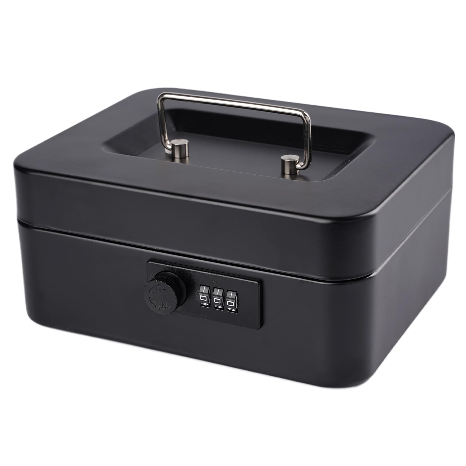 Heavy Duty Metal Cash Box with 4-Digit Combination Lock & Removable Money Tray - Secure Money Storage Box for Home, Office, Retail (7.87