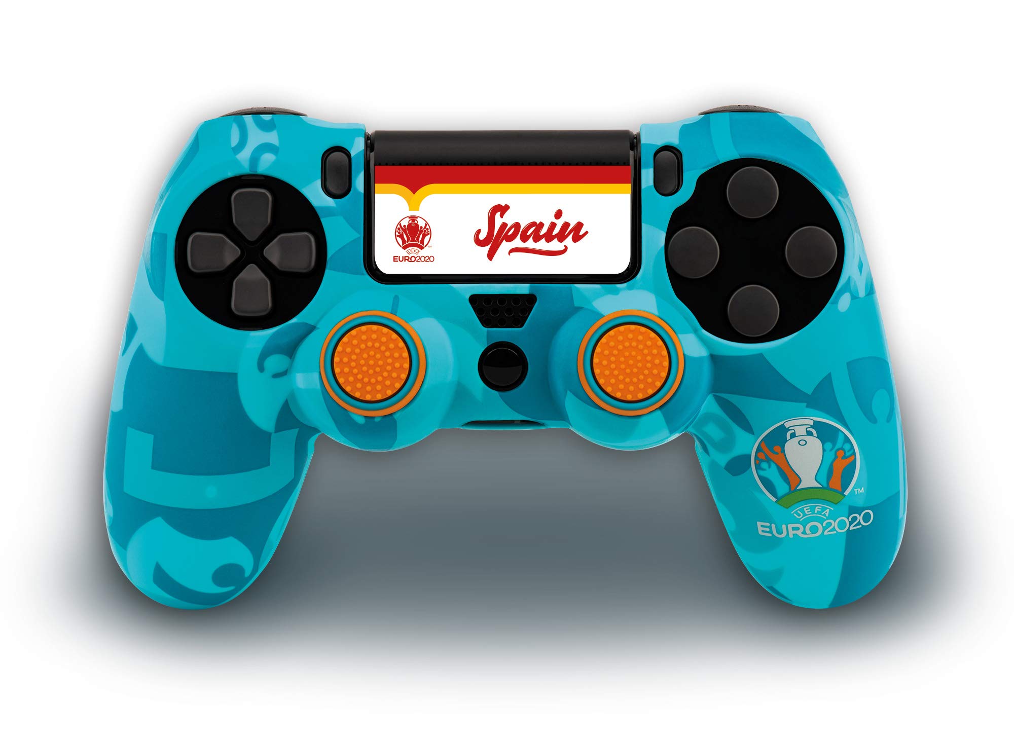 Qubick PS4 UEFA Euro 2020 Controller Skin - Blue Silicone Cover with Non-Slip Grip & Protective Function | Perfect for Gaming Tournaments & Long Play Sessions