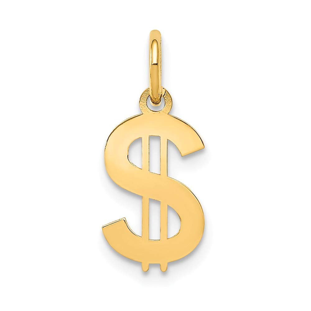 14K Yellow Gold Polished Dollar Sign Charm Pendant - Elegant Jewelry for Necklaces, Bracelets & Gifts - Perfect for Birthdays, Anniversaries & Special Occasions