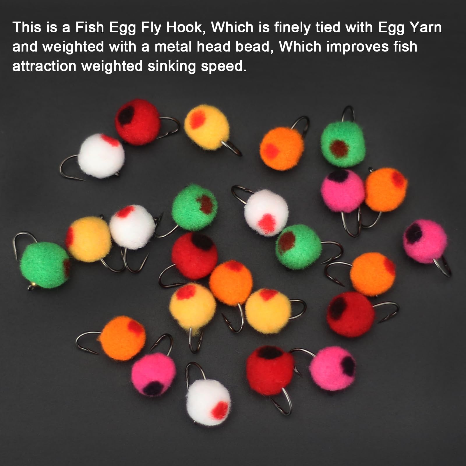 24pcs Fly Fishing Flies Kit with Brass Beadhead & Glo Bug Egg - Floating Fly Lures for Salmon, Steelhead, Trout - Perfect for Freshwater Fishing & Fly Tying Accessories