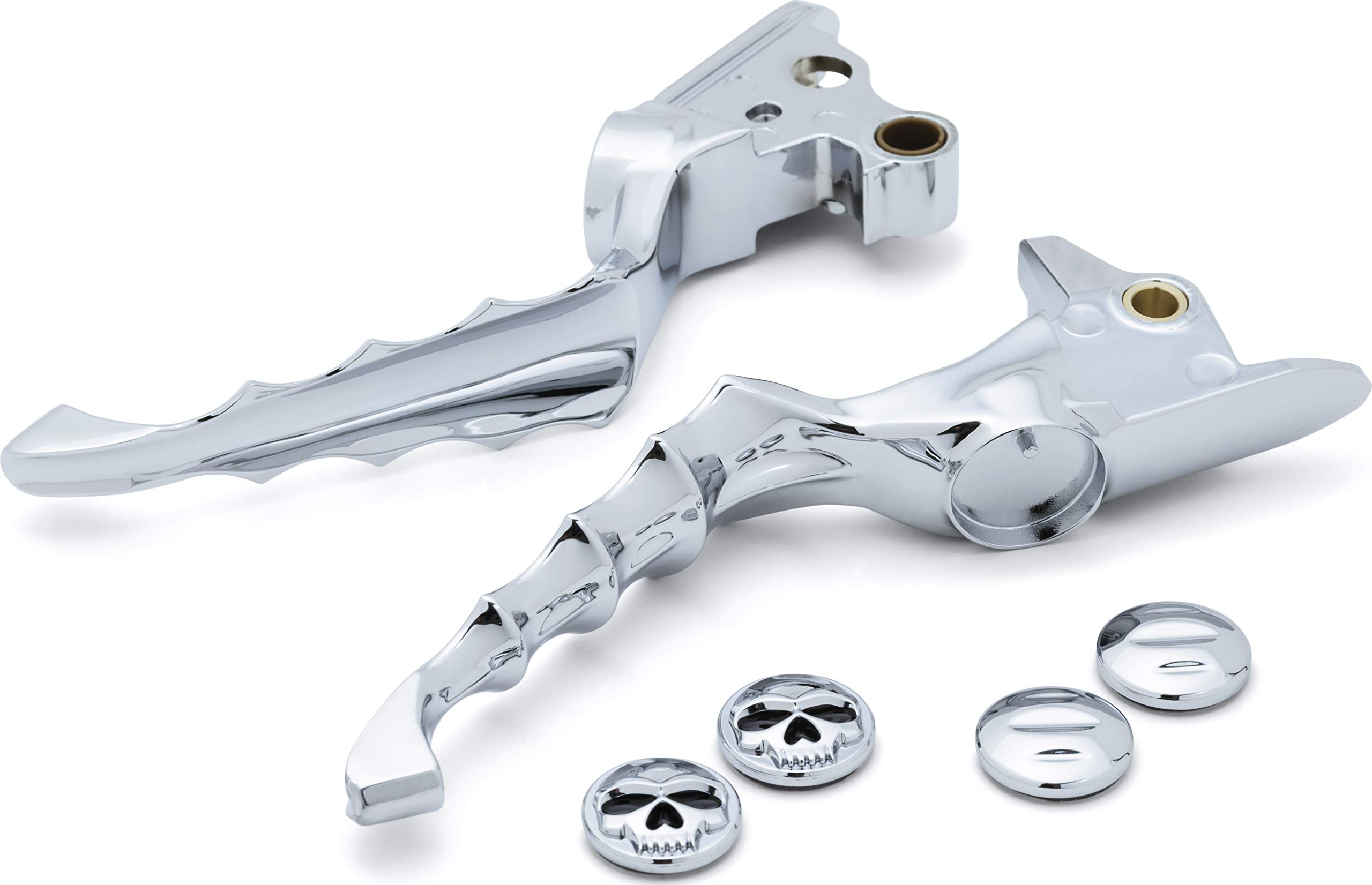Kuryakyn 6744 Chrome Zombie Clutch & Brake Levers for 2018-2019 Harley-Davidson Softail Motorcycles - 1 Pair Motorcycle Handlebar Accessories for Custom Bike Upgrades and Zombie-Themed Rides