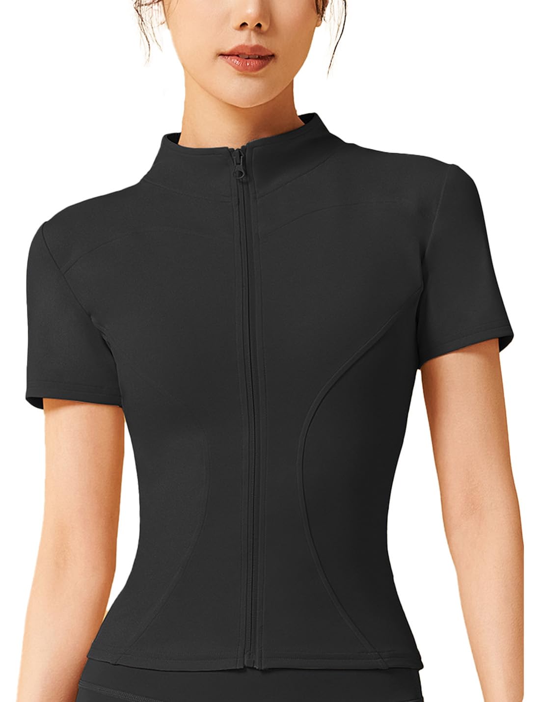 Women's Slim Fit Workout Jacket - Short Sleeve Fitness Coat for Yoga, Running & Gym - Lightweight Casual Sports Top for Women