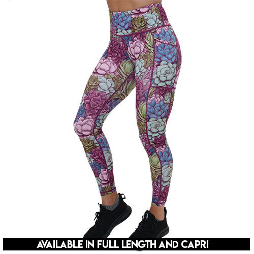 Succa For Plants Leggings - Women's Floral Yoga Pants for Workouts, Lounge & Casual Wear | Perfect for Gym, Running, Travel & Everyday Comfort