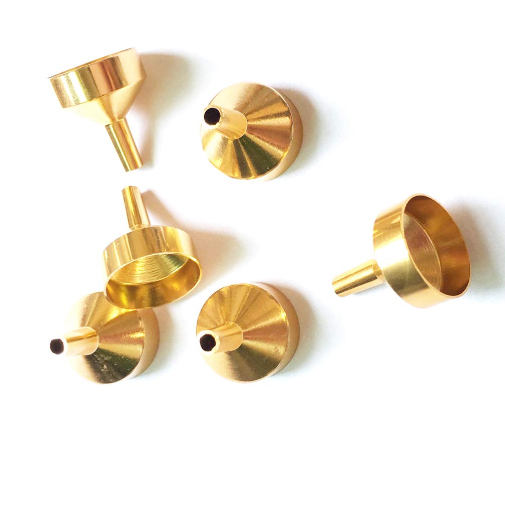 EXCEART 5-Piece Mini Stainless Steel Funnel Set - Small Gold Metal Funnels for Bottle Filling, Perfumes, Essential Oils, Liquids - Durable Kitchen & DIY Tool for Home Brewing, Cosmetics, Cooking