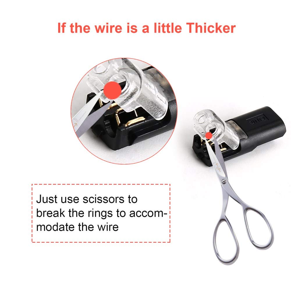 TYUMEN 12-Pack 2 Pin Spring Wire Connectors - No Stripping Tool Required, Quick Splice Terminals for AWG 20-24 Wires - Ideal for LED Lighting, Home Electrical Projects & DIY Wiring Repairs