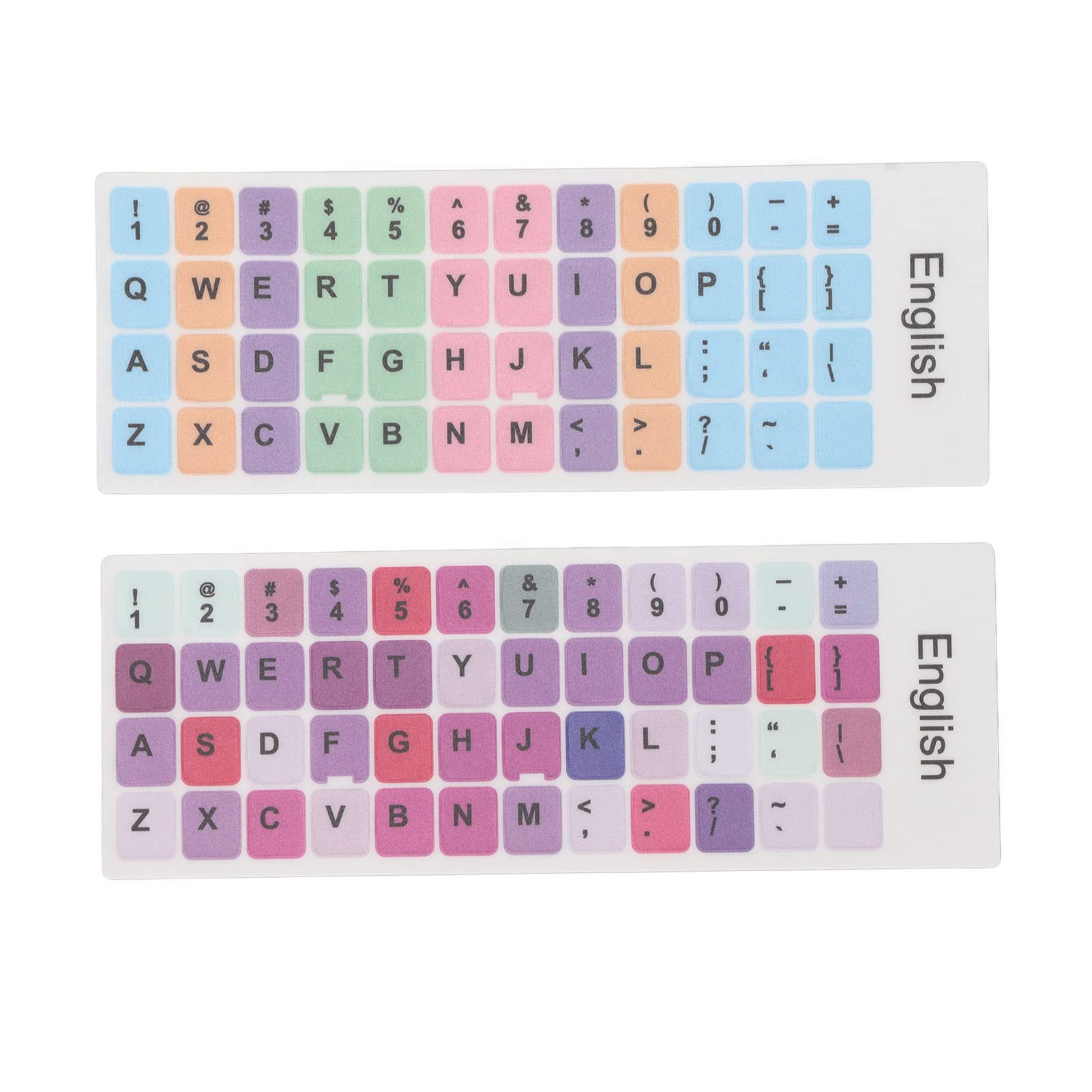 Sanpyl 2-Pack Colorful English Keyboard Stickers - Waterproof PVC Keycap Labels for Laptop & Desktop Computers | Dustproof Replacement Decals for Typing, Gaming & Office Use