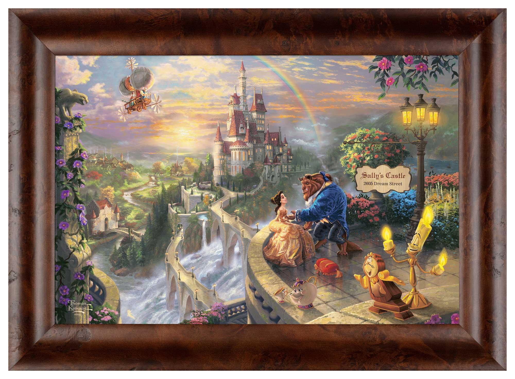 Disney Beauty and the Beast Falling in Love Personalized Framed Canvas Wall Art - Custom Name & Date - Perfect for Nursery, Bedroom Decor & Disney Gift