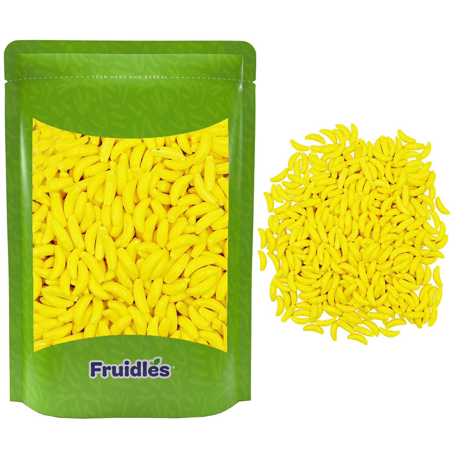 Fruidles Bananarama Banana Candy Runts - Kosher Certified Hard Candy Treats - 1 Pound Bulk Bag for Parties, Halloween & Gifts - Yellow Banana Flavored Candy for Kids & Adults