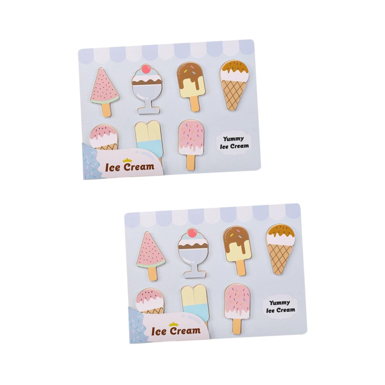 ibasenice 2 Pcs Wooden Ice Cream Play Set - Preschool Learning Toy, Color Sorting Game & Jigsaw Puzzle for Toddlers - Fake Ice Cream Toys for Early Education, Travel & Role Play Scenes