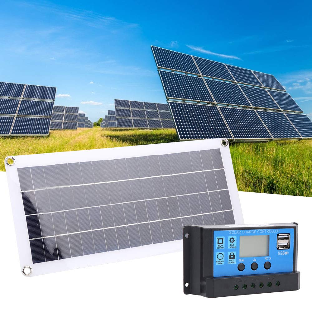20W 18V Solar Charge Controller with Digital Display & USB Ports - High Efficiency MPPT Regulator with Reverse Current Protection for Solar Panels, RV, Boat, and Outdoor Power Systems - Perfect for Camping, Off-Grid Living, and Emergency Backup Power