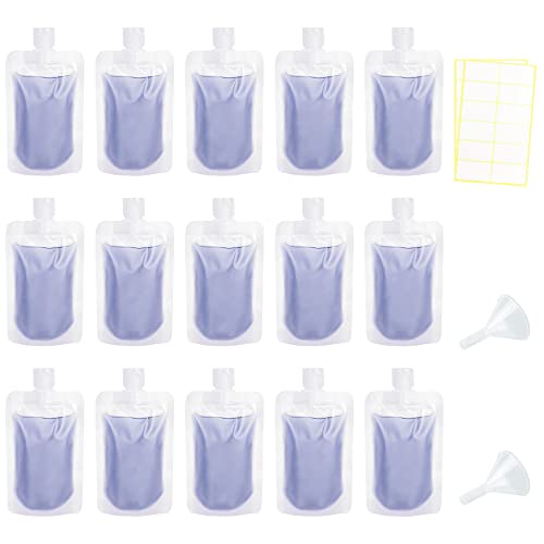 15-Piece Travel Toiletry Kit with 3.4oz/100ml Refillable Leak-Proof Bottles - TSA Approved Squeeze Pouches for Shampoo, Conditioner & Cosmetics - Perfect for Air Travel, Camping & Gym Essentials