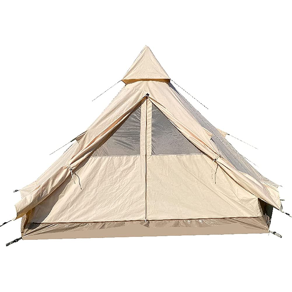 Double Layer Waterproof Cotton Canvas Bell Tent for 5-8 People - Family Camping Tent for Outdoor Adventures, Glamping & Festivals | Perfect for Backpacking, Beach Trips and Group Camping