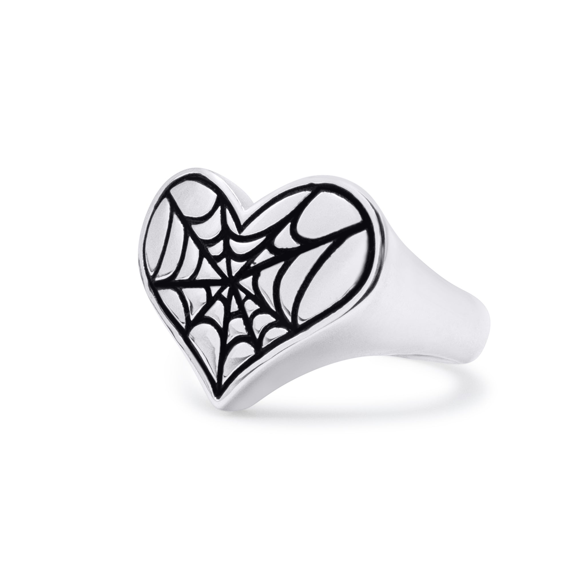 Elegant Cobweb Heart Ring - Sterling Silver Gothic Jewelry for Women - Perfect for Valentine's Day Gifts & Gothic Fashion Accessories