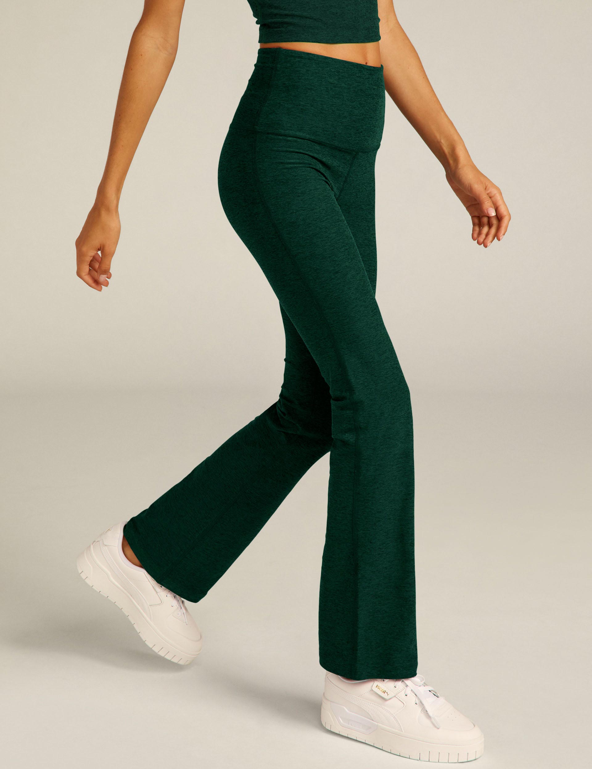 Spacedye High Waisted Bootcut Yoga Pants for Women - Soft Stretchy Workout Leggings, Spruce Green Heather | Perfect for Yoga, Pilates, Gym & Lounge Wear