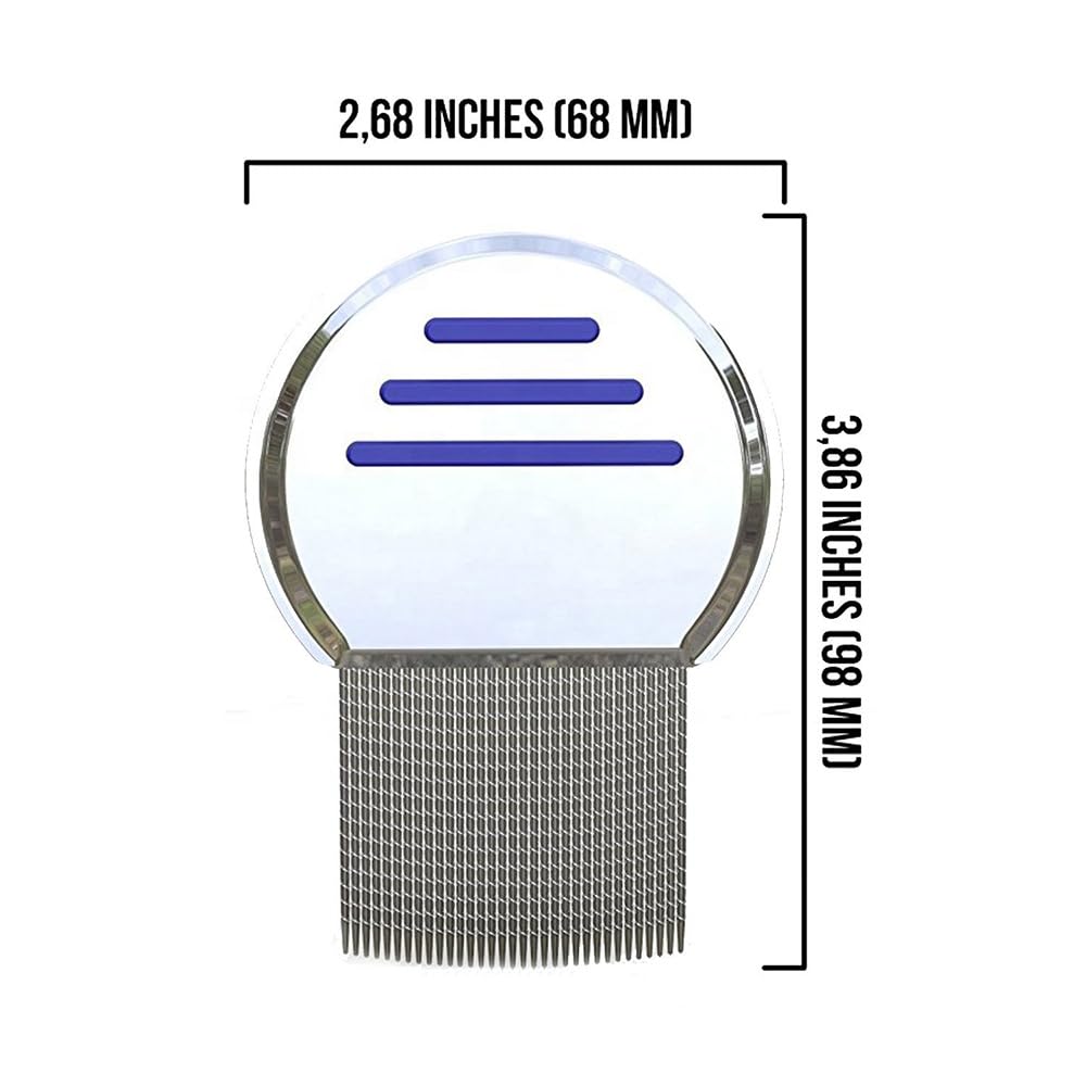 Premium Stainless Steel Head Lice Comb - Extra Long Teeth for Effective Louse & Nit Removal - Natural Treatment for Head Lice - Perfect for Home Use, Travel & School Health Kits