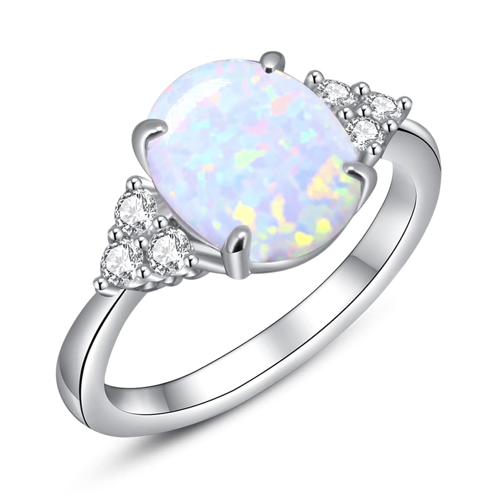 Lab-Created Opal & CZ Ring for Women - Elegant Engagement Jewelry for Everyday Wear