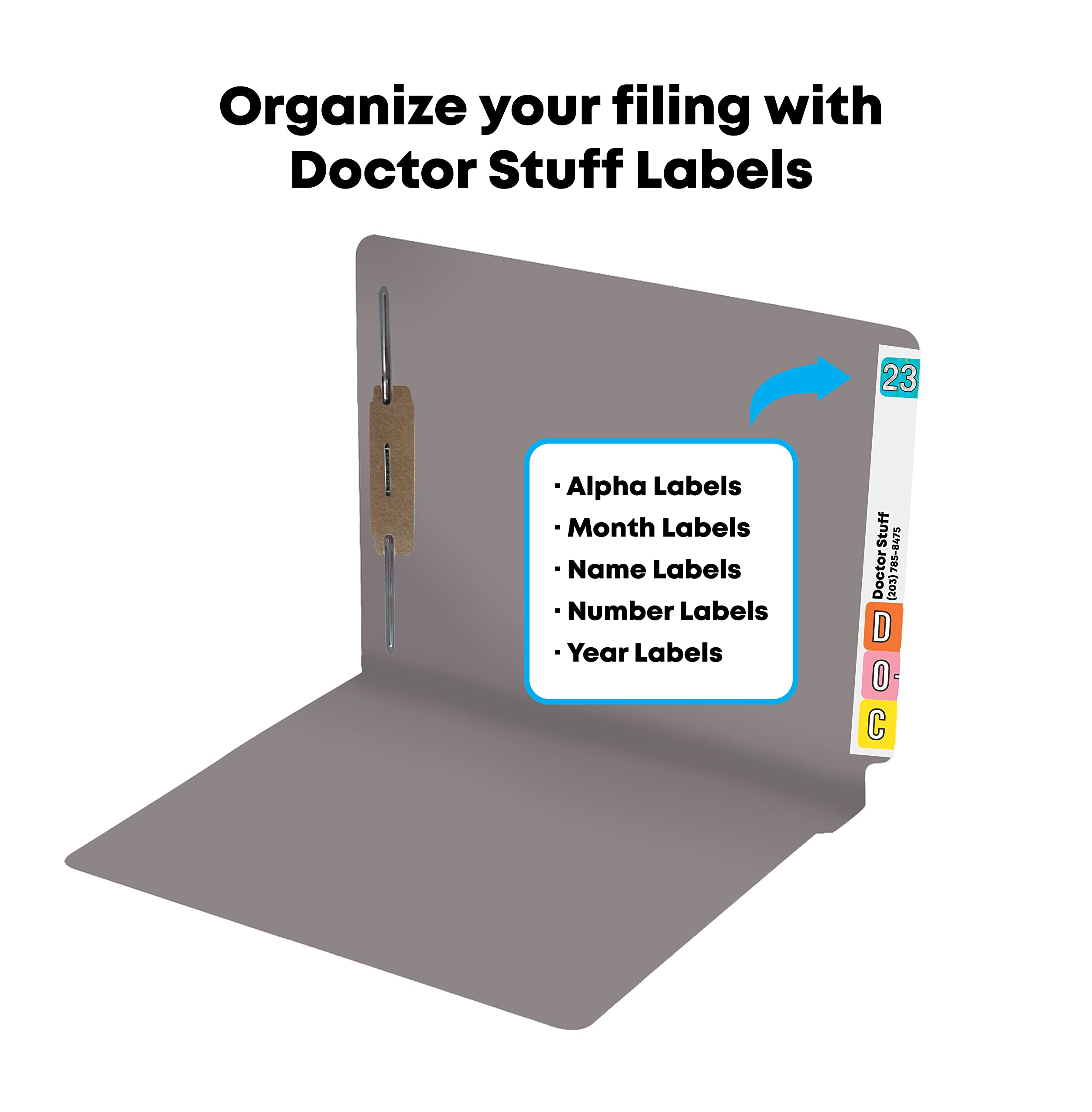 50-Pack Heavy Duty Gray Legal Size File Folders - 14 pt Reinforced End Tab with 2