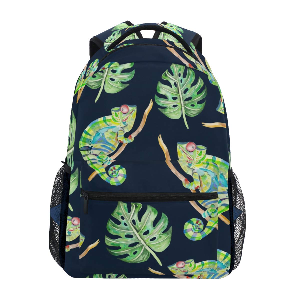 Monstera Chameleon Leaf Print Backpack - Stylish Travel Laptop Daypack for School, Work & College | Durable Unisex Bag for Teens, Men & Women | Perfect for Commuting, Hiking & Daily Use