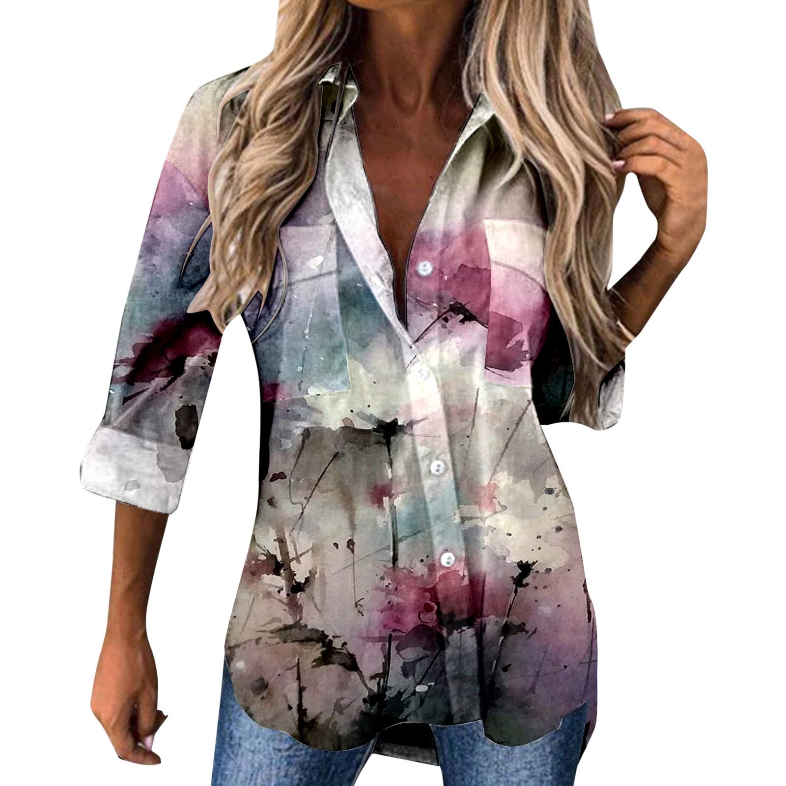 Women's Casual Button Down Shirt Long Sleeve Blouse - Stylish & Comfortable Tops for Work, Office & Everyday Wear