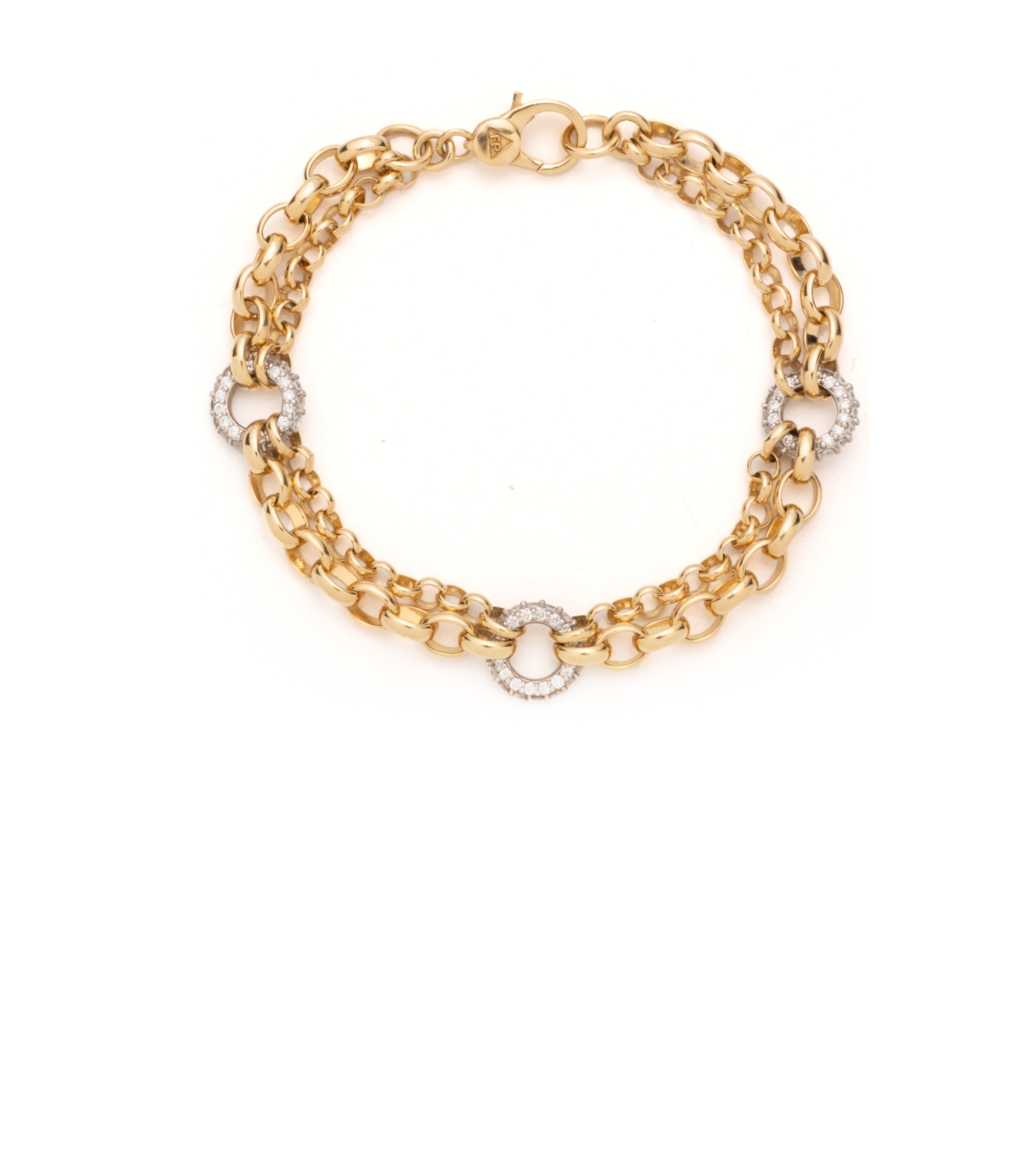 Elegant Yellow Gold Festoon Chain Bracelet with Pave Diamond Links - Perfect for Weddings, Parties & Special Occasions