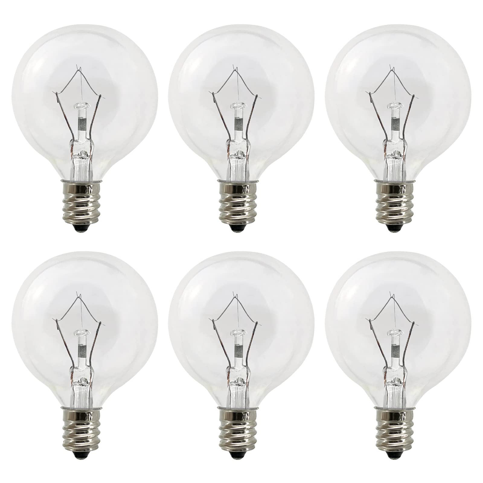 6 Pack G50 25W E12 Base Wax Warmer Bulbs - Clear G16.5 Globe Light Bulbs for Full Size Scentsy Warmers & Candle Wax Warmers | 120V Long Lifespan Bulbs | Perfect for Home Aromatherapy, Spa Relaxation & Holiday Decorations