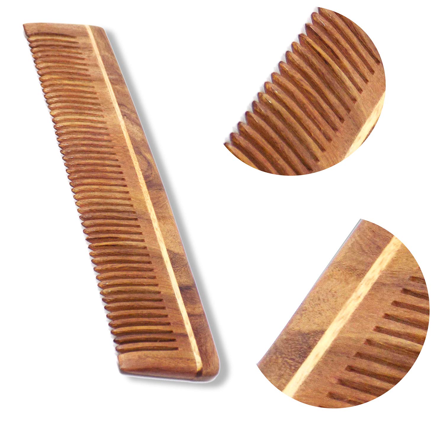 Organic Neem Wood Comb for Hair Growth & Scalp Health - Anti Hair Loss & Dandruff Control Comb for Women & Men - Natural Wooden Hairbrush for Thicker Hair - Perfect for Daily Hair Care & Ayurvedic Scalp Massage (Pack of 1)