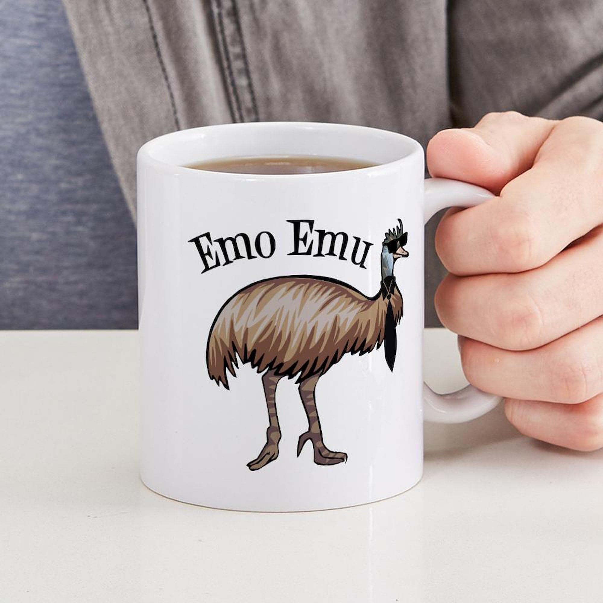 Emo Emu 11 oz (325 ml) Ceramic Coffee Mug - Funny Novelty Gift for Emo Fans - Perfect for Home, Office & Coffee Lovers