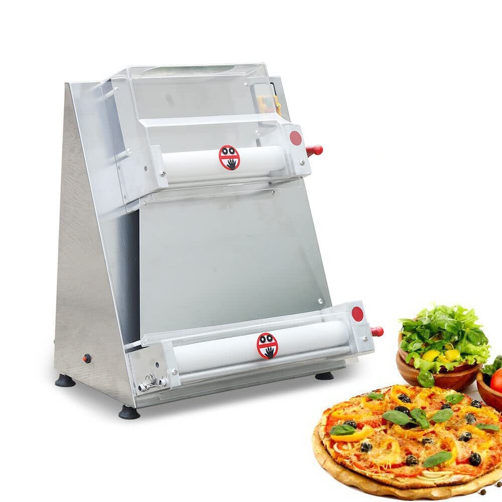 370W Commercial Electric Dough Sheeter Machine - 15 Inch Stainless Steel Pizza Dough Press & Roller for Pizzerias, Bakeries, and Restaurants | Perfect for Making Homemade Pizza, Pasta, and Pastry Dough