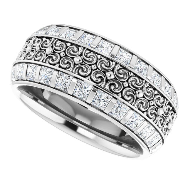 3.12 Carat Princess Cut Diamond Eternity Band Ring - Vintage Inspired Wedding Band for Women, Perfect for Anniversary, Engagement, and Special Occasions