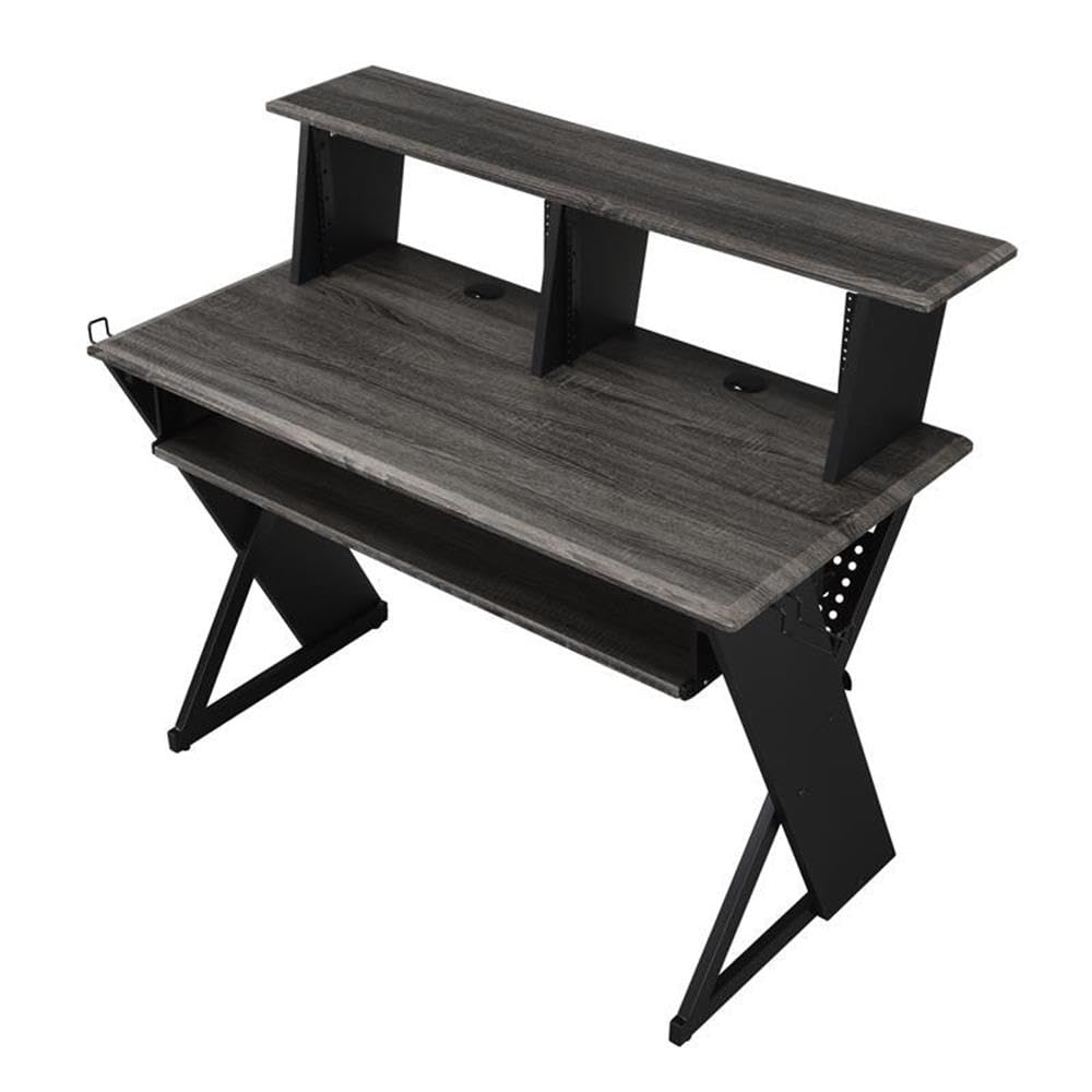 Acme Furniture Black Rectangular Music Desk with Headphone Holder - Perfect for Home Studios, Music Practice & Office Workspaces