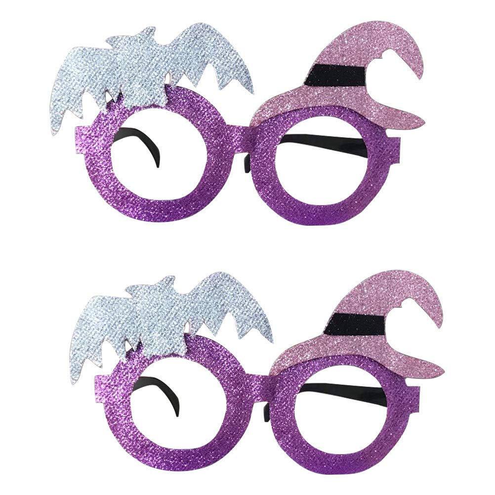 Balacoo 2-Pack Purple Witch Bat Glasses - Halloween Cosplay Eyewear, Party Photo Props, Fashion Accessories for Costumes, Bar Decor & Themed Events