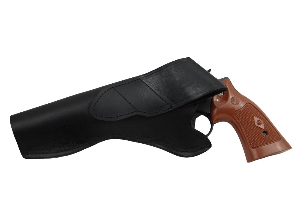 Barsony Premium Black Leather Cross-Draw Revolver Holster for 6 Inch Handguns - Perfect for Concealed Carry, Outdoor Hunting & Range Shooting