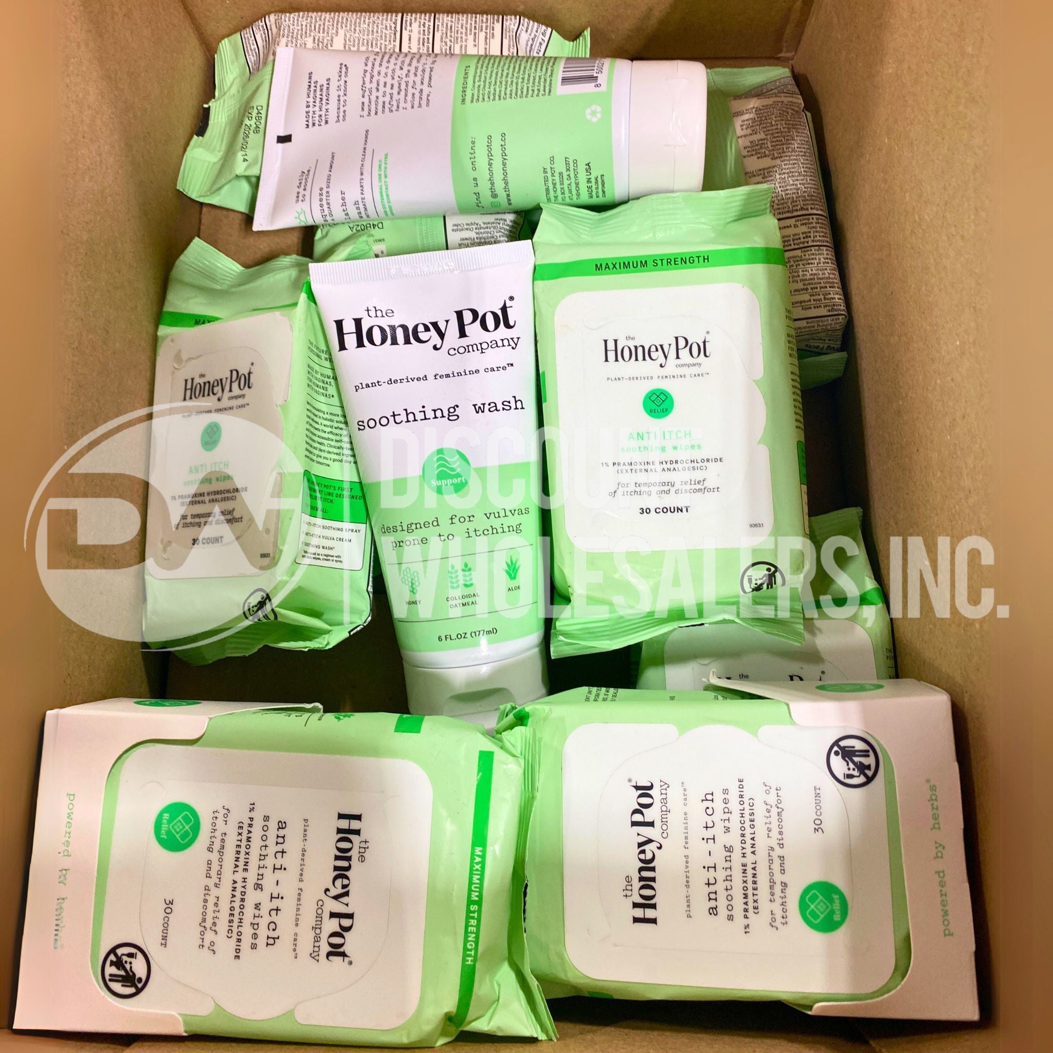 Organic Honey Pot Assorted Wipes & Soothing Wash - 50 Pcs Set | Gentle Cleansing for Baby Care, Postpartum Recovery & Sensitive Skin