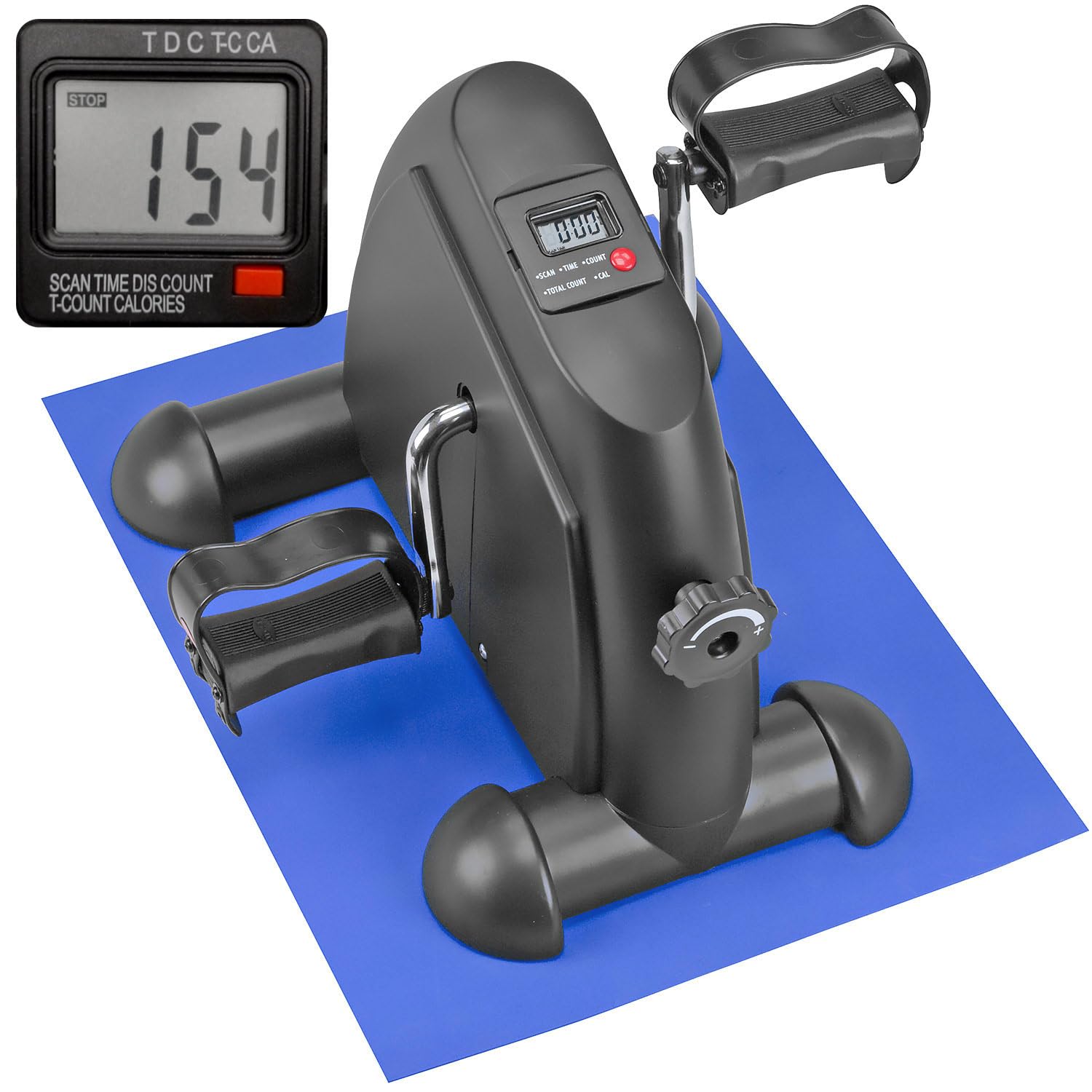 DMI Under Desk Bike Pedal Exerciser - Elliptical Leg Exerciser with LCD Display for Seniors & Office Workers - Portable Home & Workout Equipment for Sitting Exercise - Includes Mat & Batteries - Perfect for Home Office, Physical Therapy & Sedentary Lifestyle