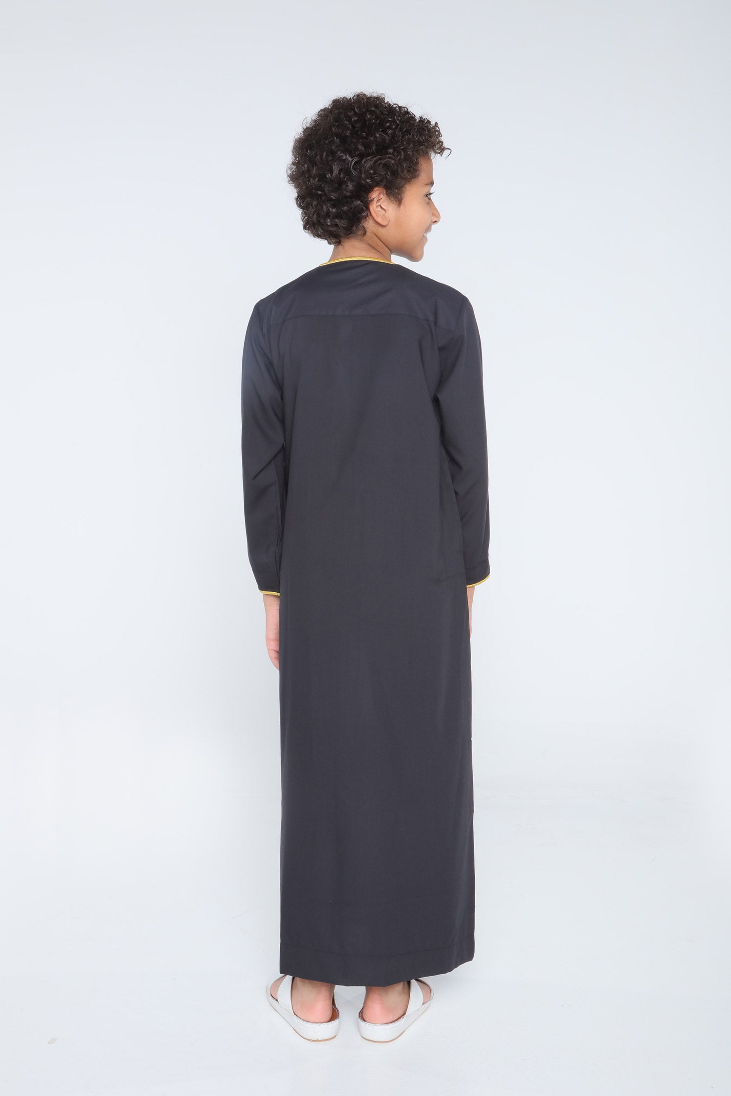 Black & Gold Kids Habeel Thobe - Traditional Arabic Dress for Boys & Girls - Perfect for Eid, Weddings & Special Occasions