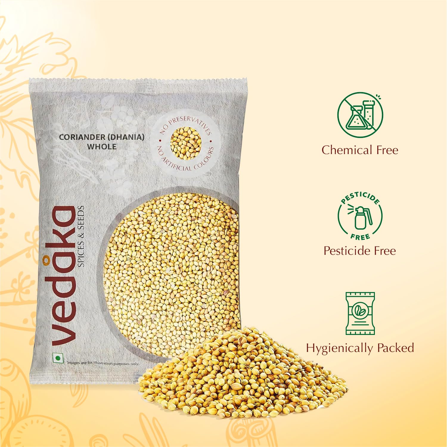 Vedaka Coriander Seeds (Dhania) 200g - Premium Quality for Cooking, Baking & Spice Blends - Amazon Brand